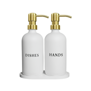 Glass Hand and Dish Soap Dispenser Set